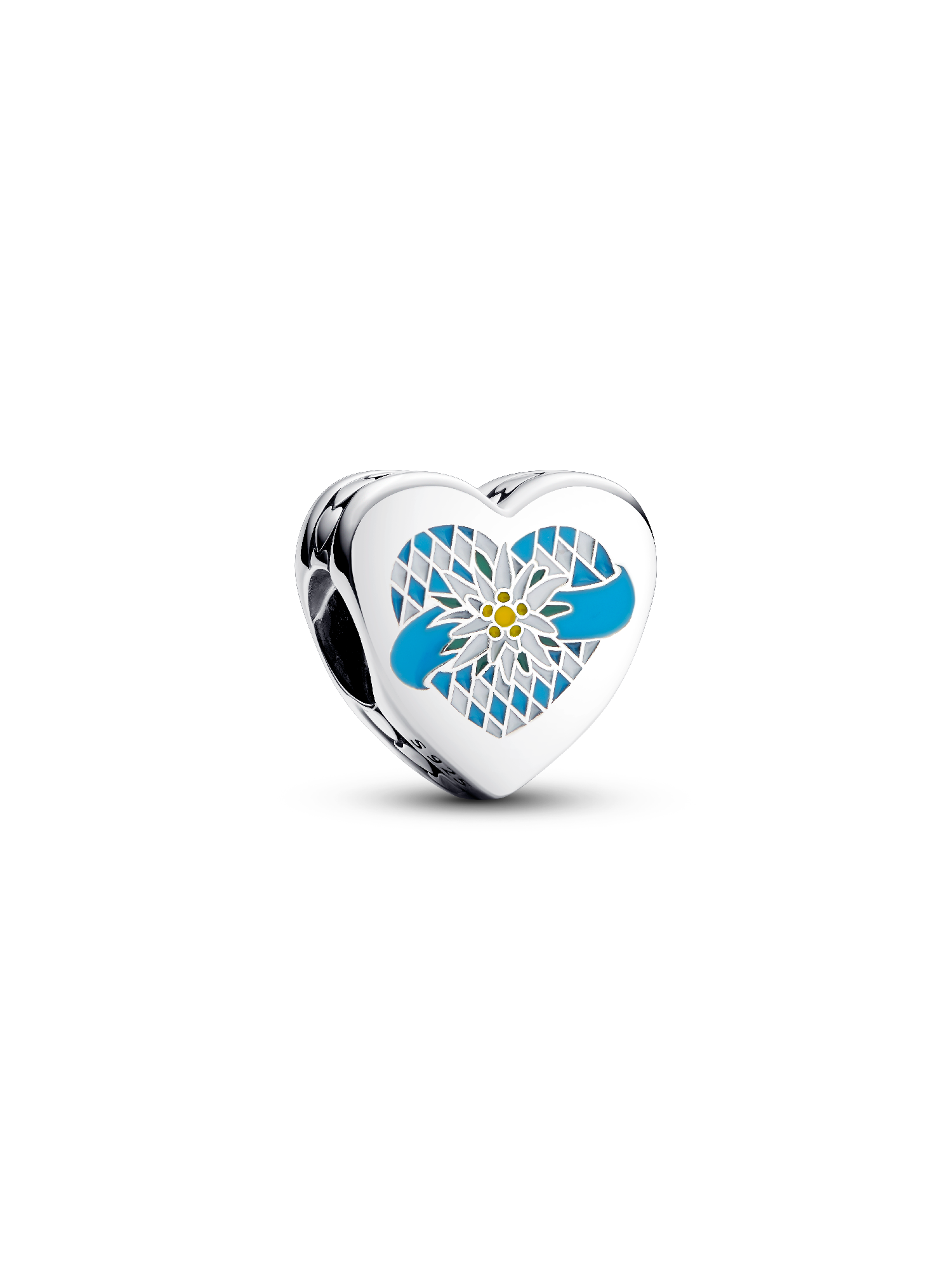 I love Bavaria heart sterling silver charm with yellow, green, blue, white and brown enamel