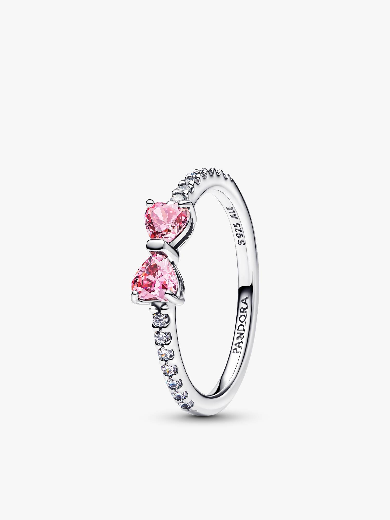 Sprankelende ring met roze strik