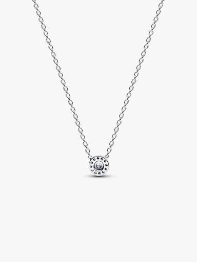 Halsketting met hanger met ronde halo en pavé