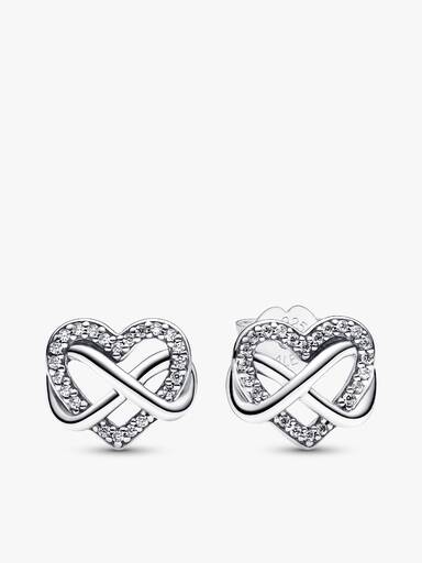 Glitterende oneindige hart ketting & oorbellen