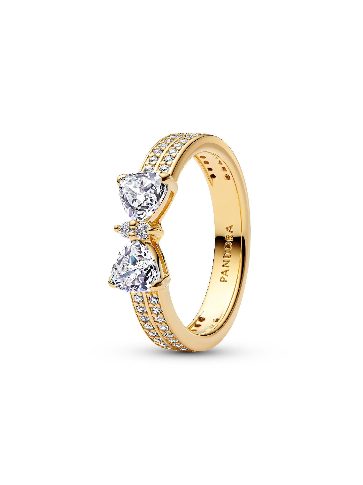 Sprankelende ring met strik en dubbele band