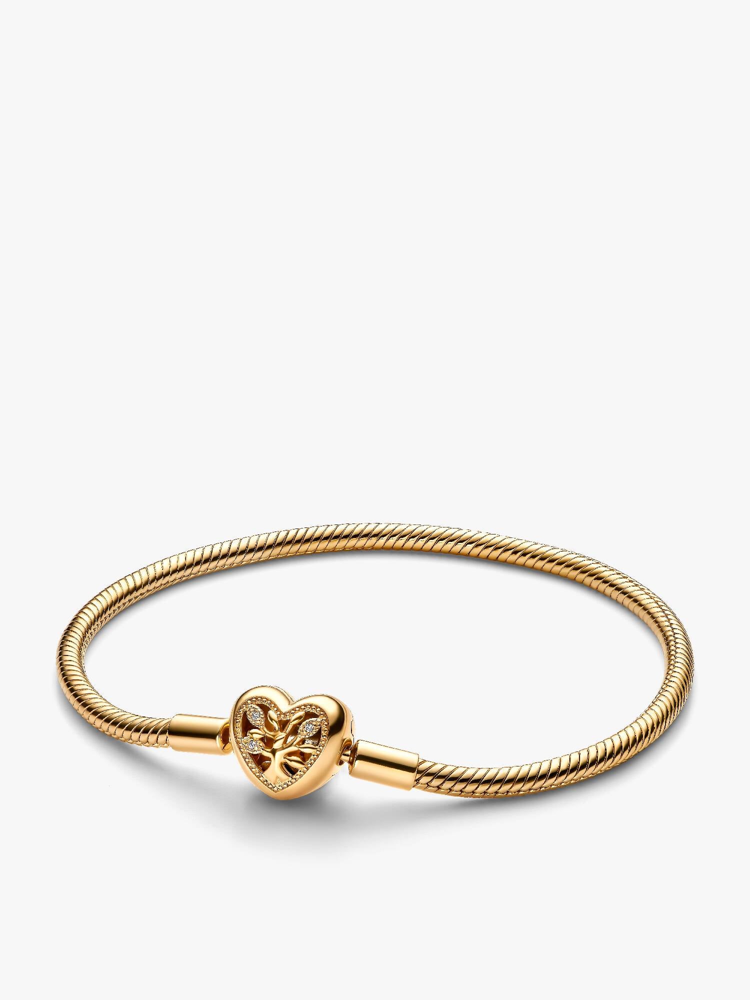 Slangenschakelarmband met stamboommotief en hartvormige sluiting