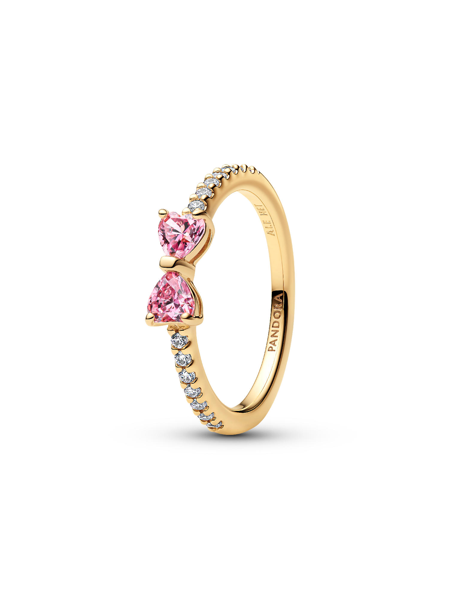 Sprankelende ring met roze strik