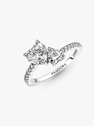 Dubbel hart sprankelende ring