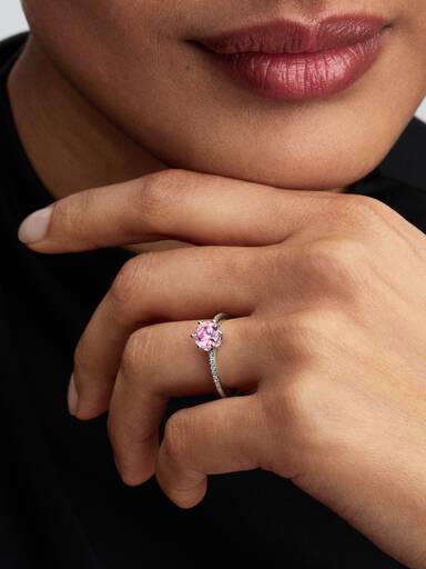 Roze Sprankelende Kroon Ring