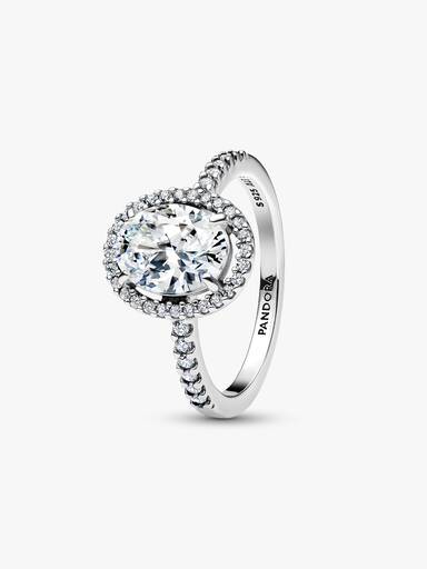 Ovale Sprankelende Halo Statement Ring