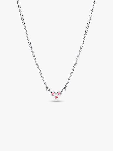 Drie Roze Stenen Hart Halsketting