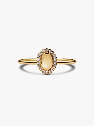 Graveerbare Ovale Halo Ring
