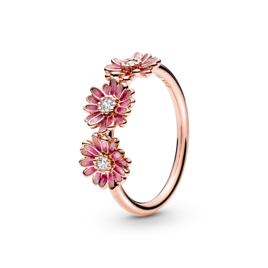 Roze Madeliefjes Trio Ring
