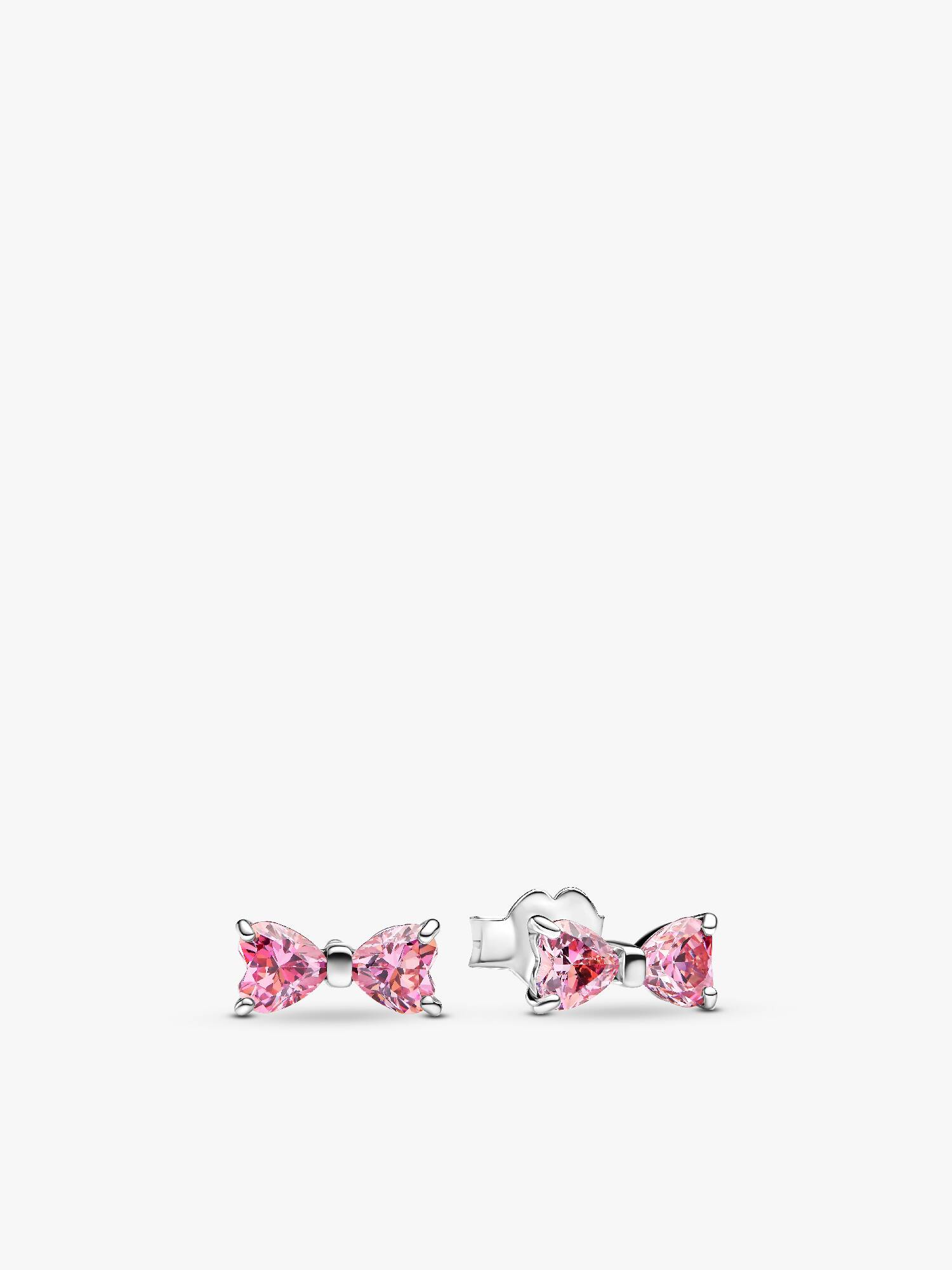 Sprankelende oorknopjes met roze strik