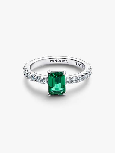 Rechthoekige Sprankelende Halo Ring
