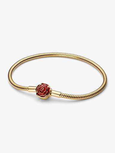 Slangenschakelarmband Disney Belle en het Beest betoverde roos