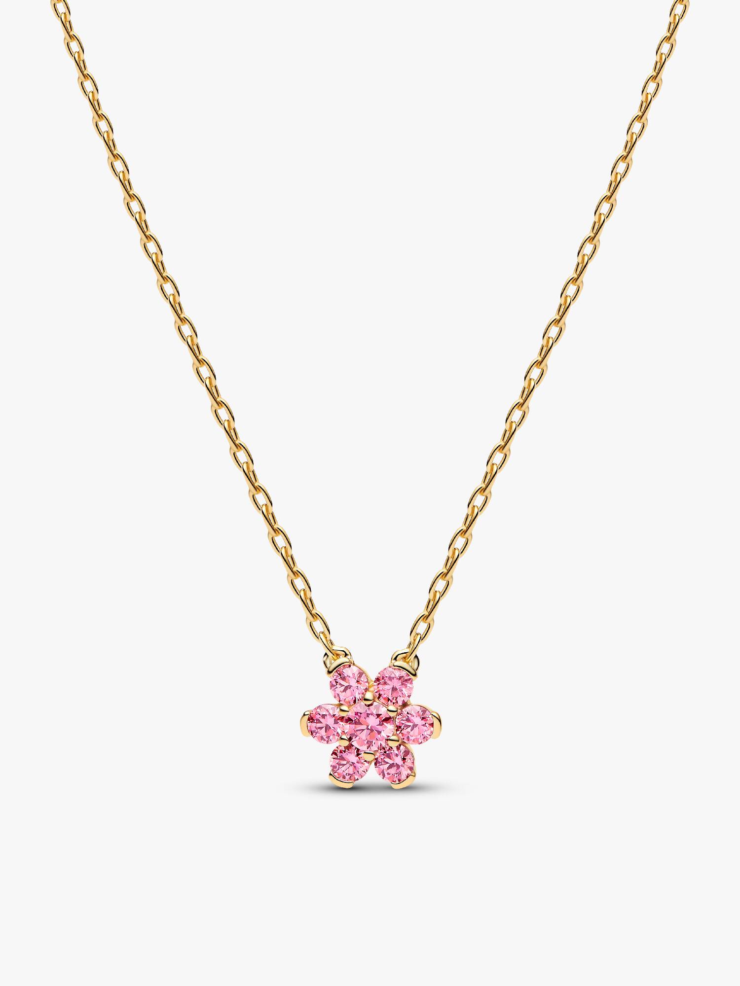 Sprankelende Ketting met Roze Bloemhanger