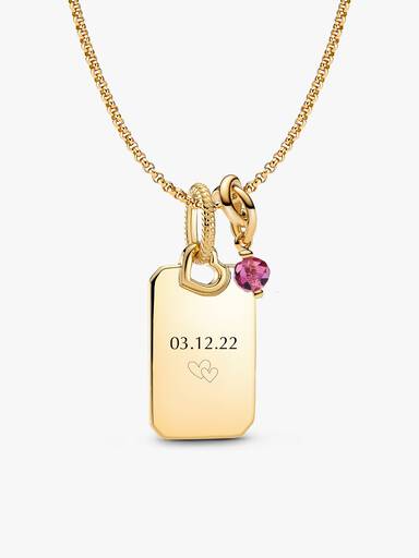 Oktober eeuwigheid cirkel bedel hanger & graveerbare hanger ketting set
