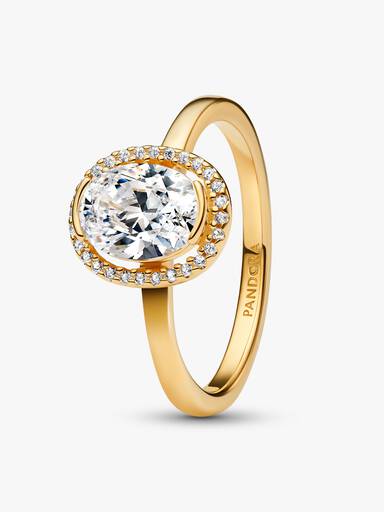 Ovale Sprankelende Halo Ring
