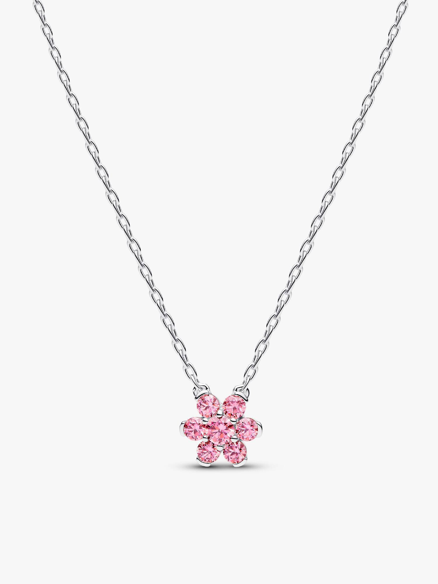 Sprankelende Ketting met Roze Bloemhanger