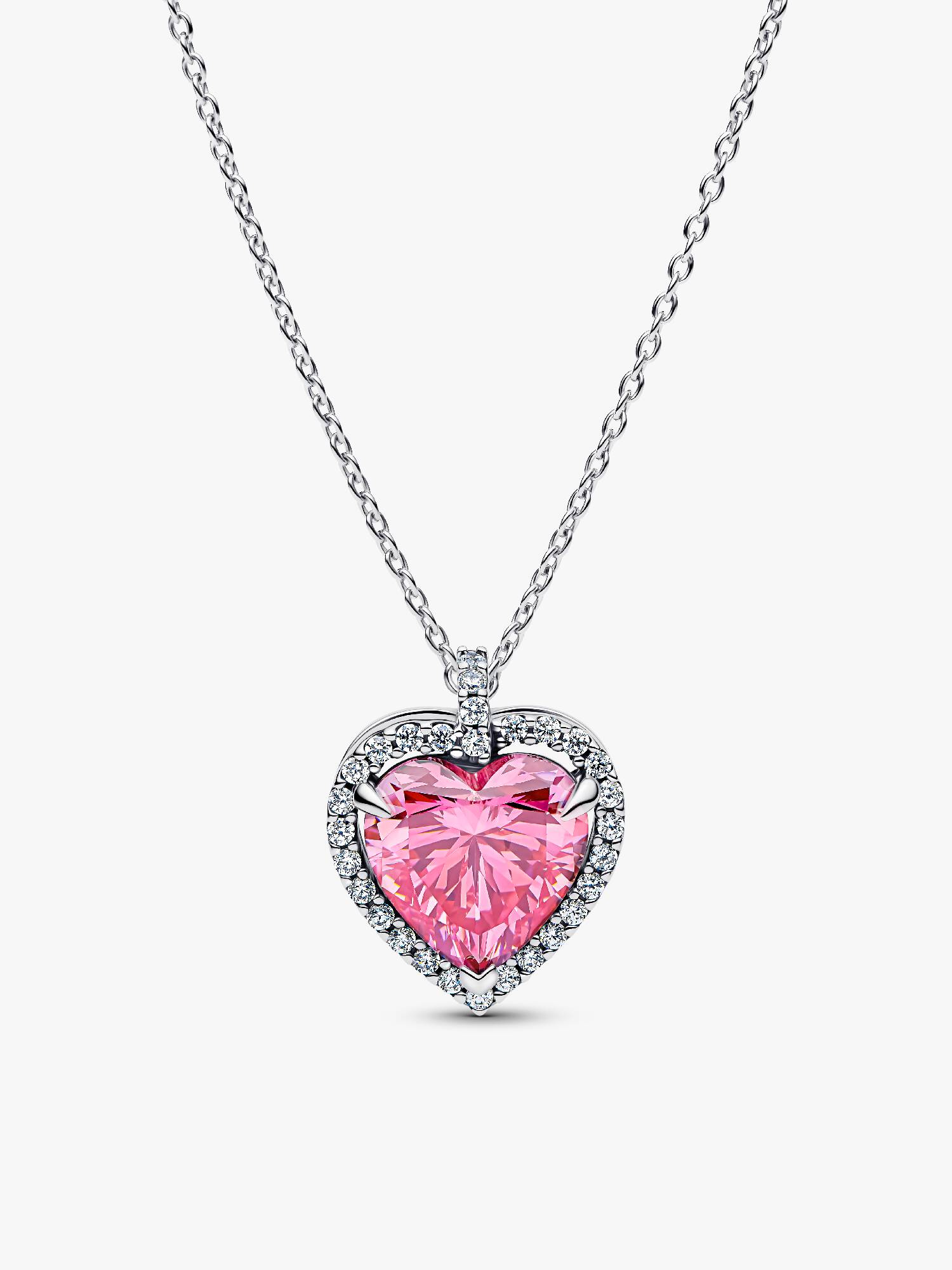 Roze Halo Hart Halsketting