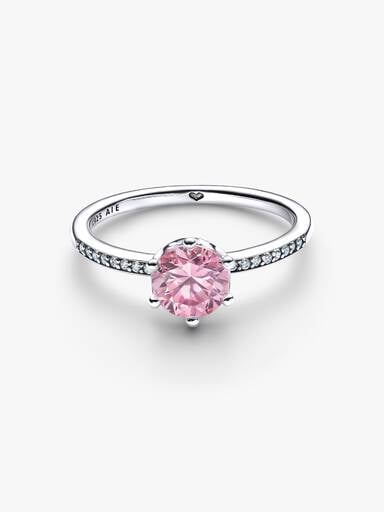 Roze Sprankelende Kroon Ring