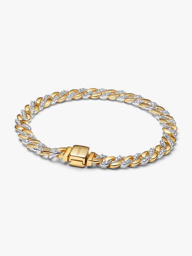 Tweekleurige Cubaanse schakelarmband met pavé