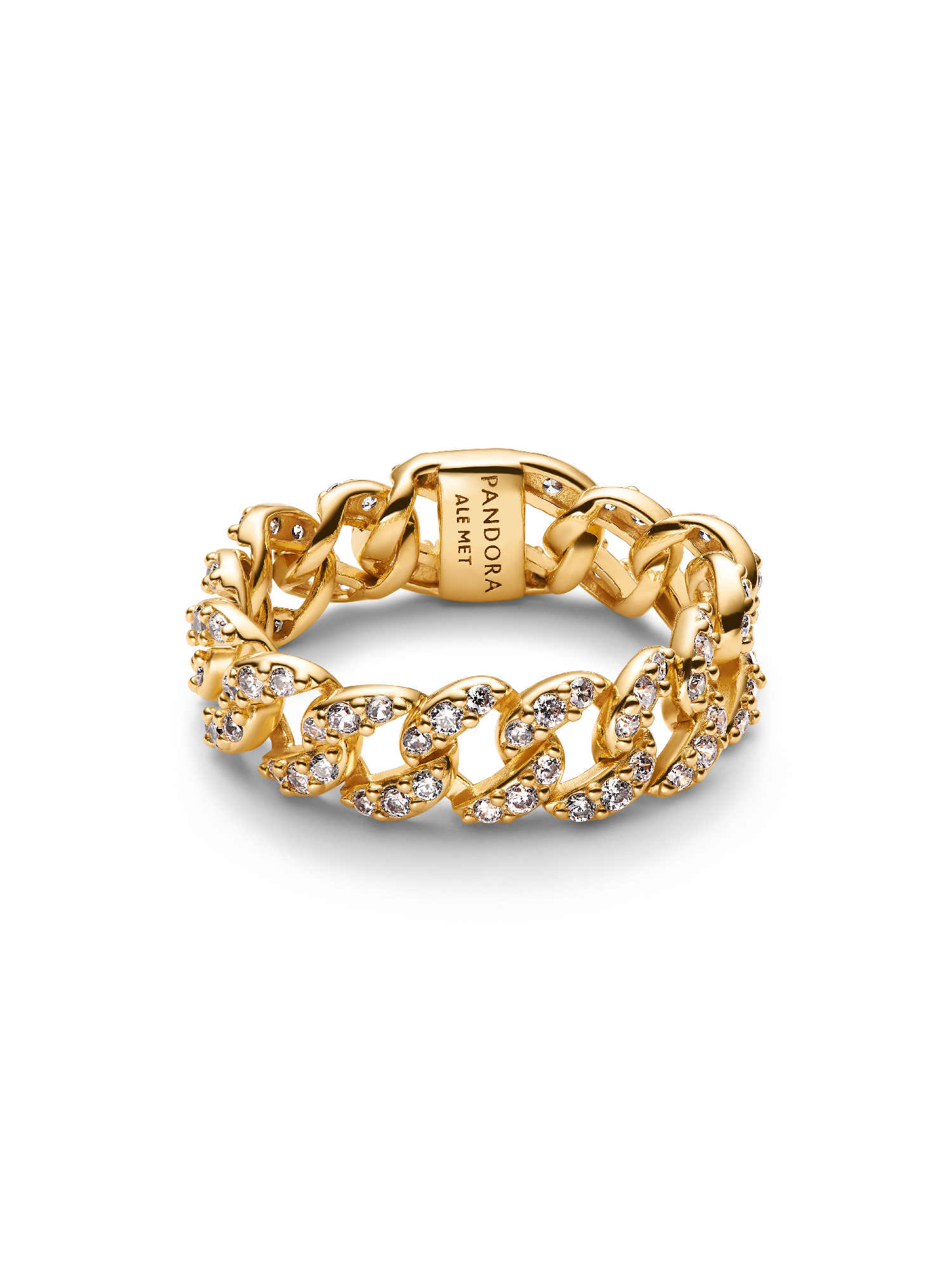 Ring met pavé en Cubaanse schakel