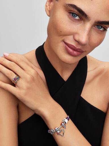 Snake-chain armband met facet geslepen schakels en hartsluiting