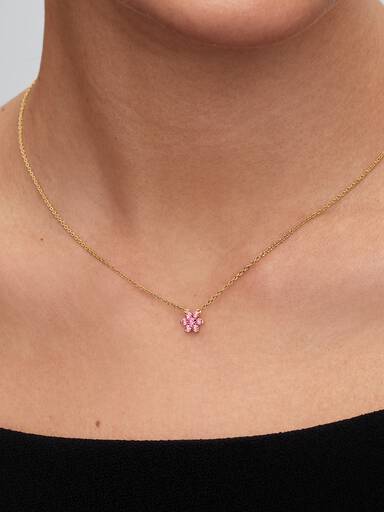 Sprankelende Ketting met Roze Bloemhanger