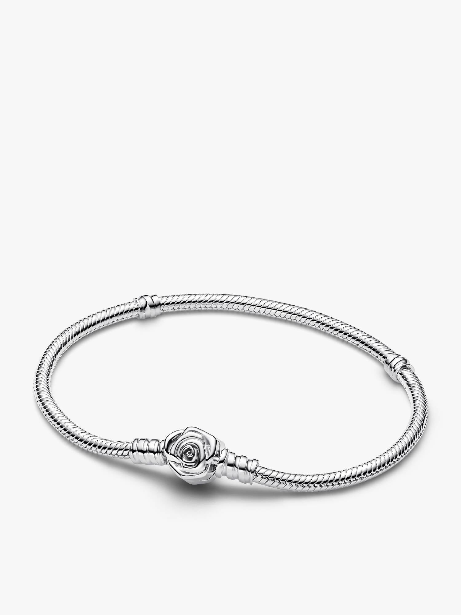 Pandora Moments snake chain-armband met roos in bloei-sluiting