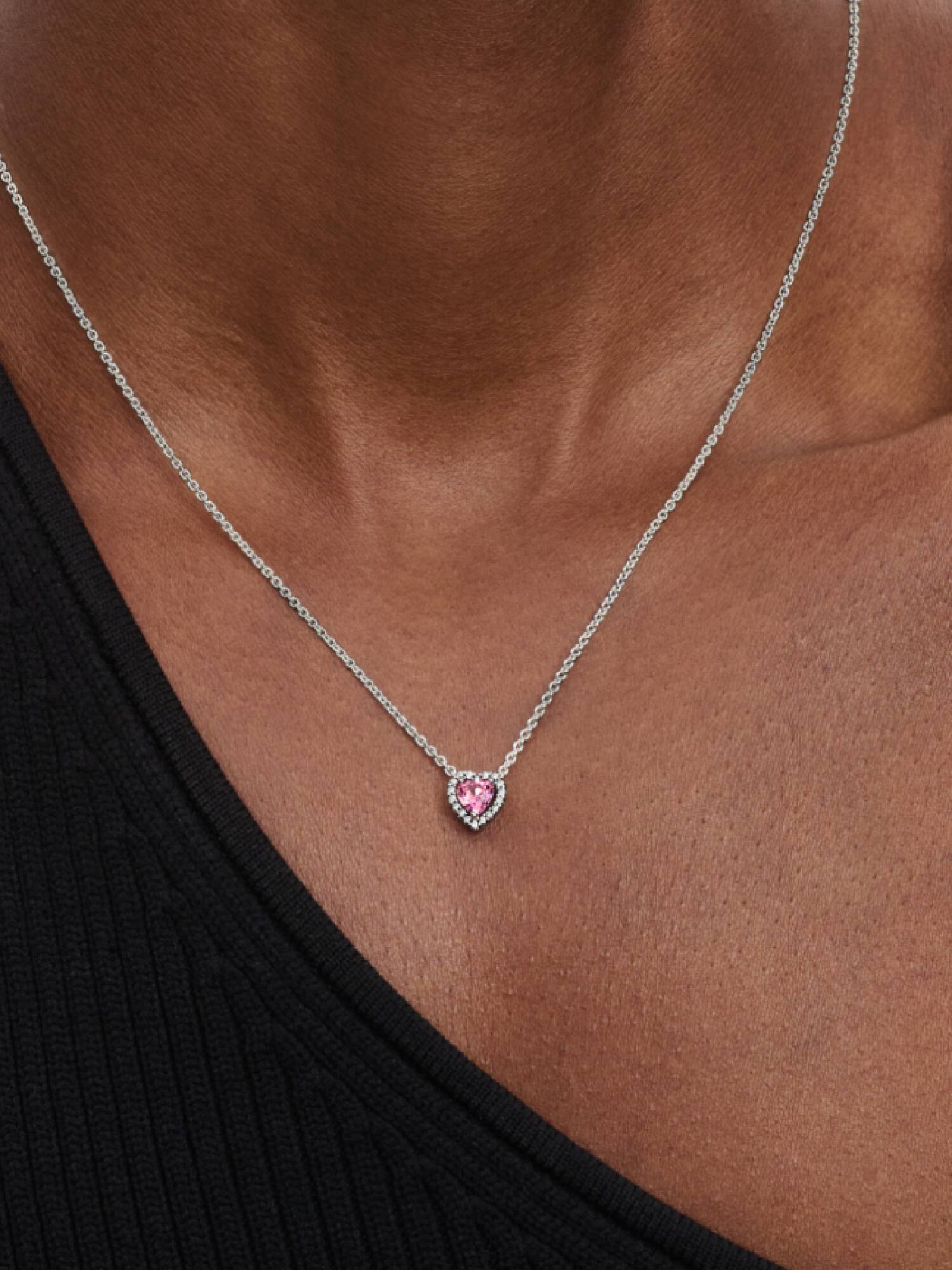 Roze Verhoogd Hart Halsketting