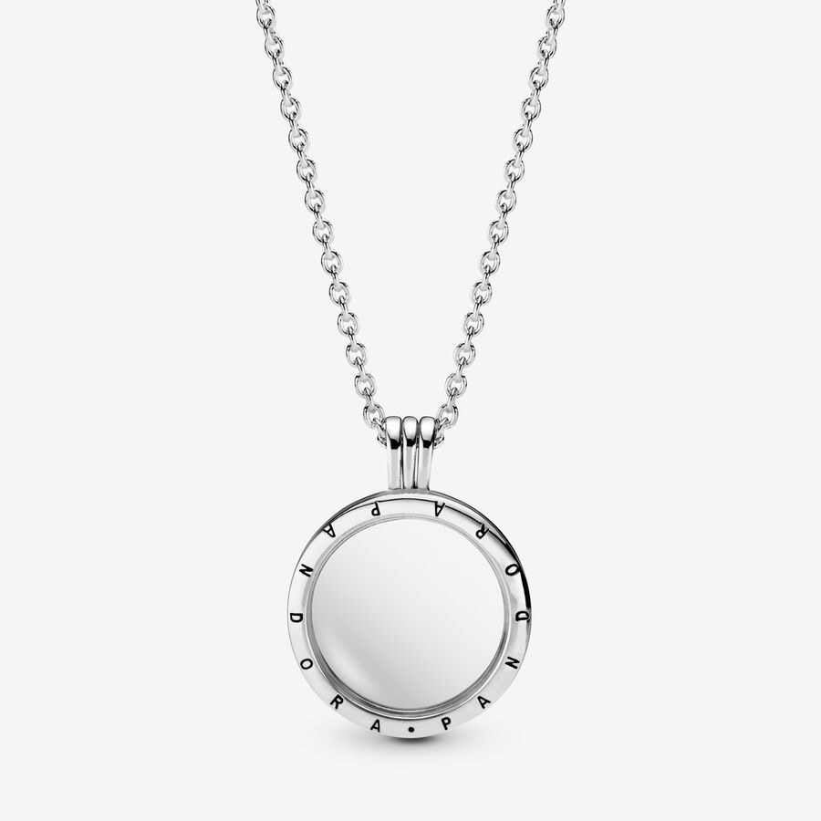 Medium PANDORA floating locket silver pendant and necklace image number 0