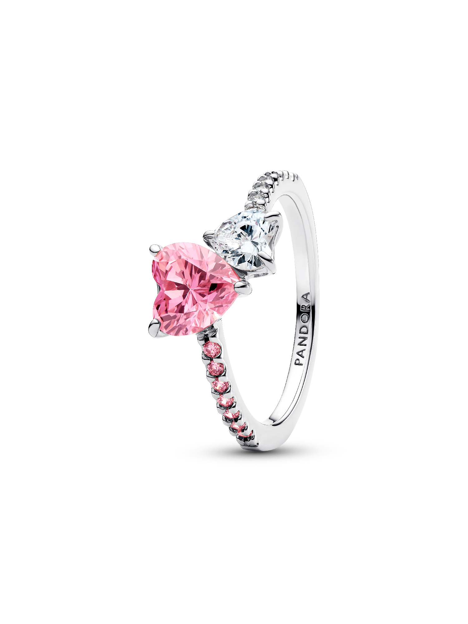 Roze & Helder Sprankelend Dubbel Hart Ring