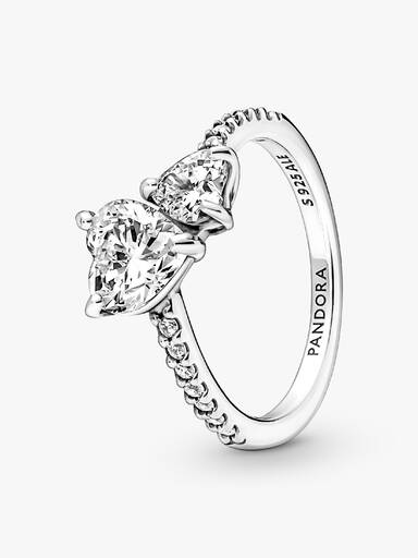 Dubbel hart sprankelende ring