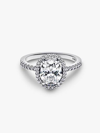 Ovale Sprankelende Halo Statement Ring