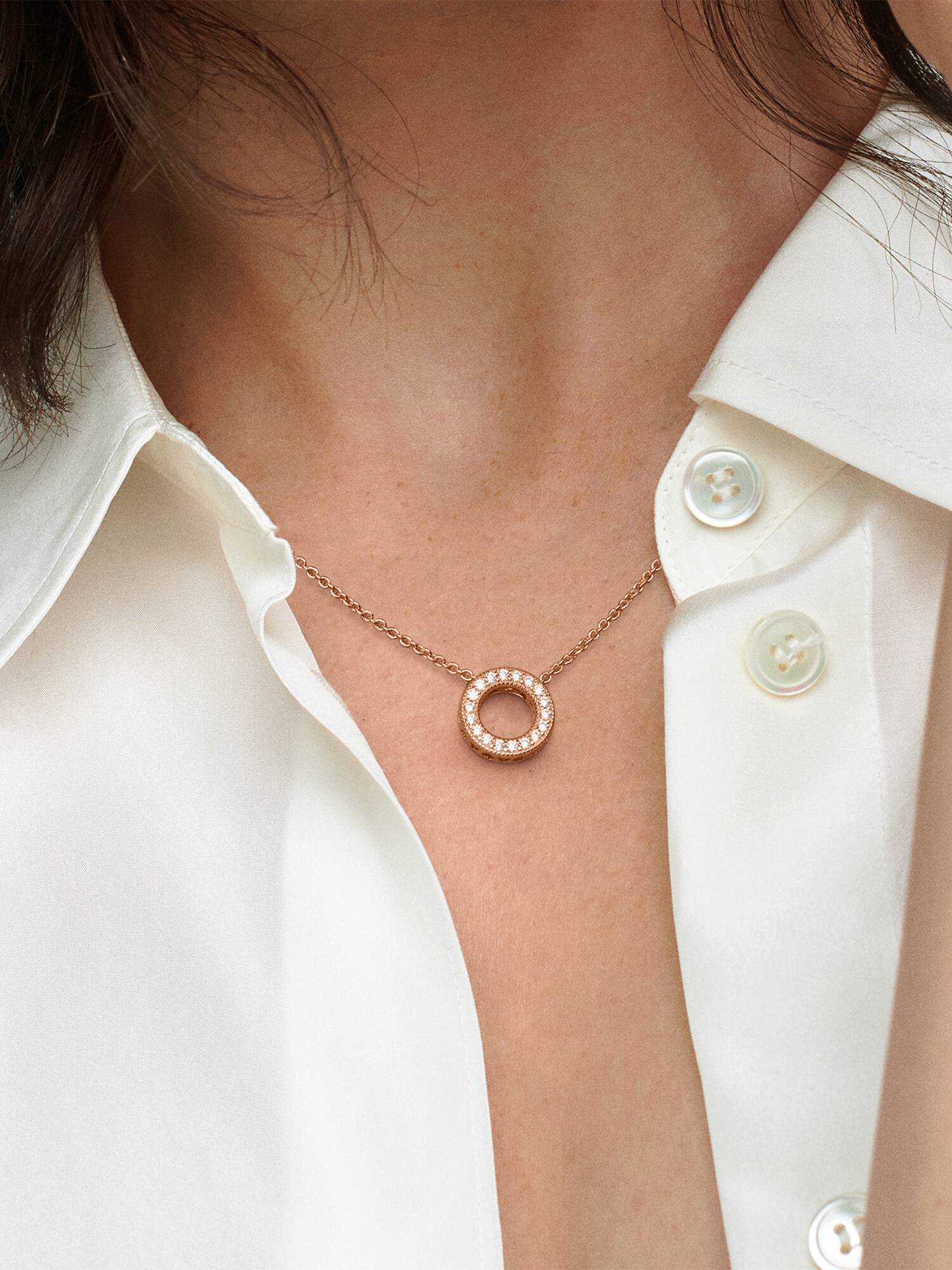 Pandora Logo Pavé Cirkel Halsketting