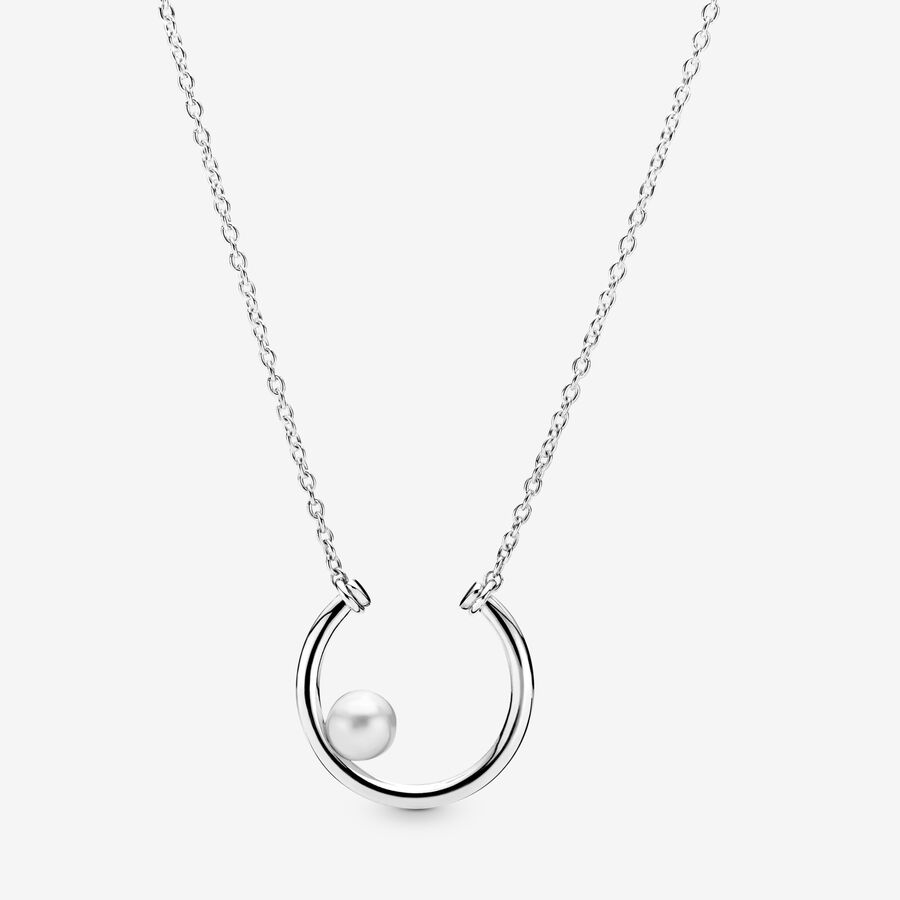 Offset Freshwater Cultured Pearl Circle Ketting image number 0