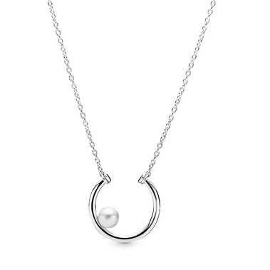 Offset Freshwater Cultured Pearl Circle Ketting