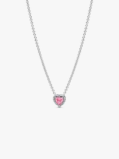 Roze Verhoogd Hart Halsketting