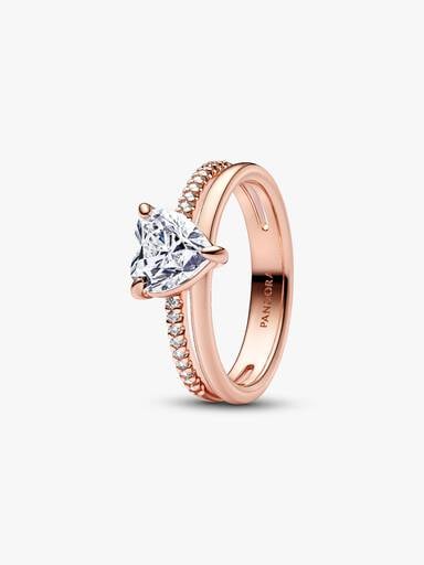 Dubbele Band Ring Met Hart
