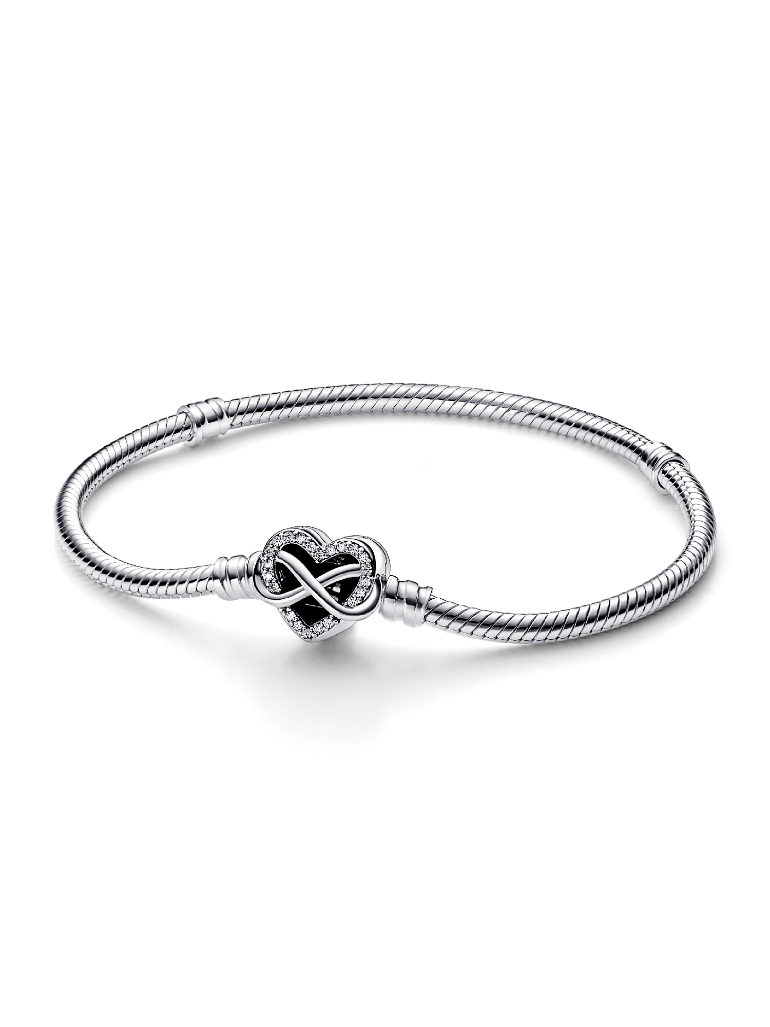 Pandora Moments Sprankelende Snake Chain Armband met Hartsluiting