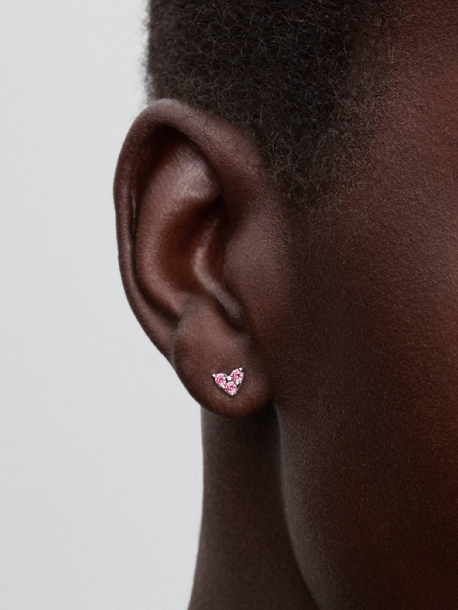 Driedubbele Roze Steen Hart Oorknopjes