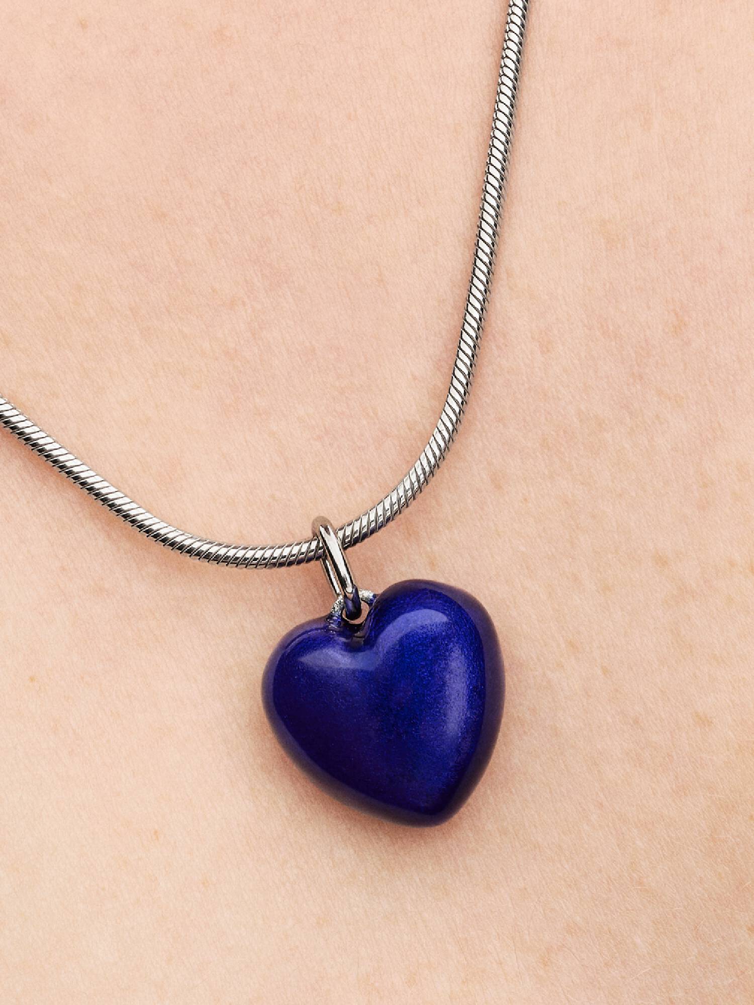 Blauw Gezwollen Hart Hangende Bedel