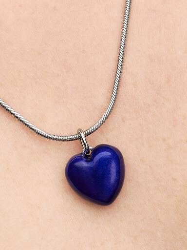 Blauw Gezwollen Hart Hangende Bedel