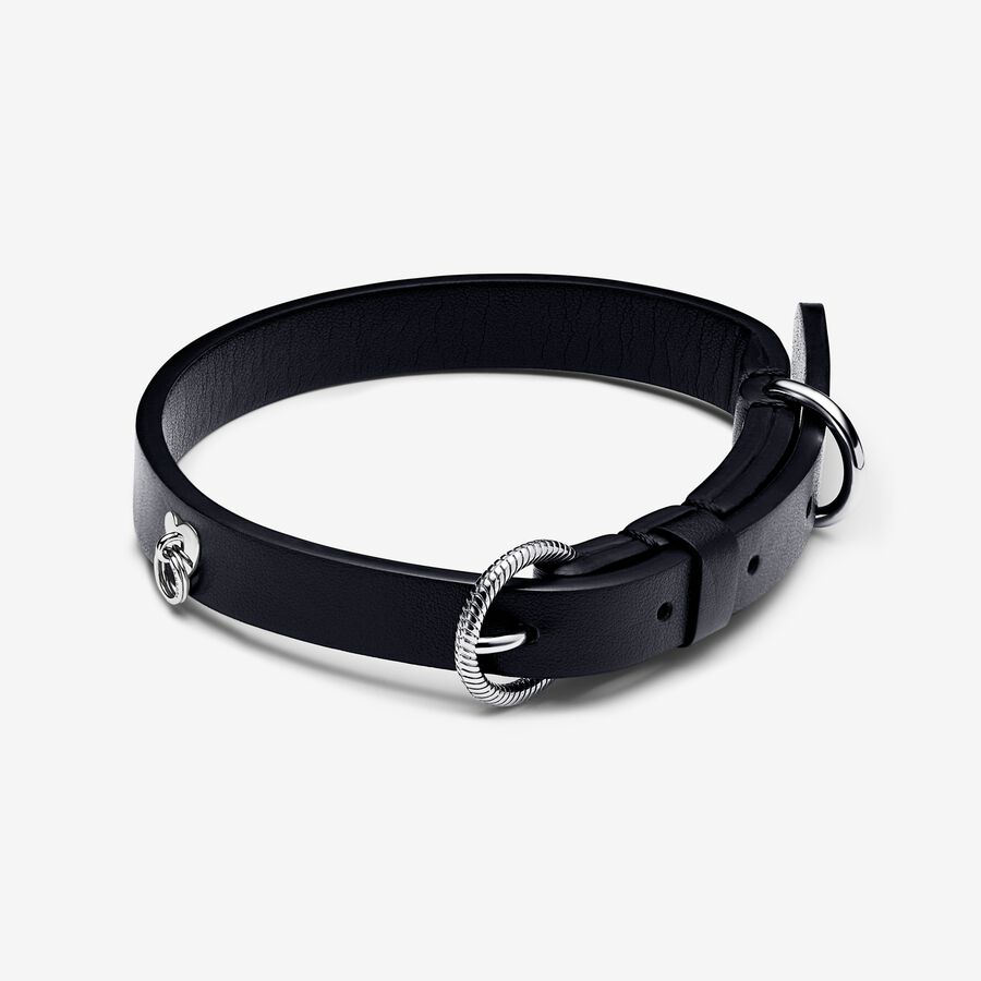 Zwarte kunstlederen halsband voor huisdieren image number 0