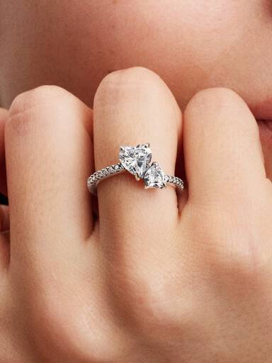 Dubbel hart sprankelende ring