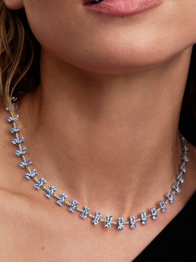 Bridgerton Blauwe Strik Ketting