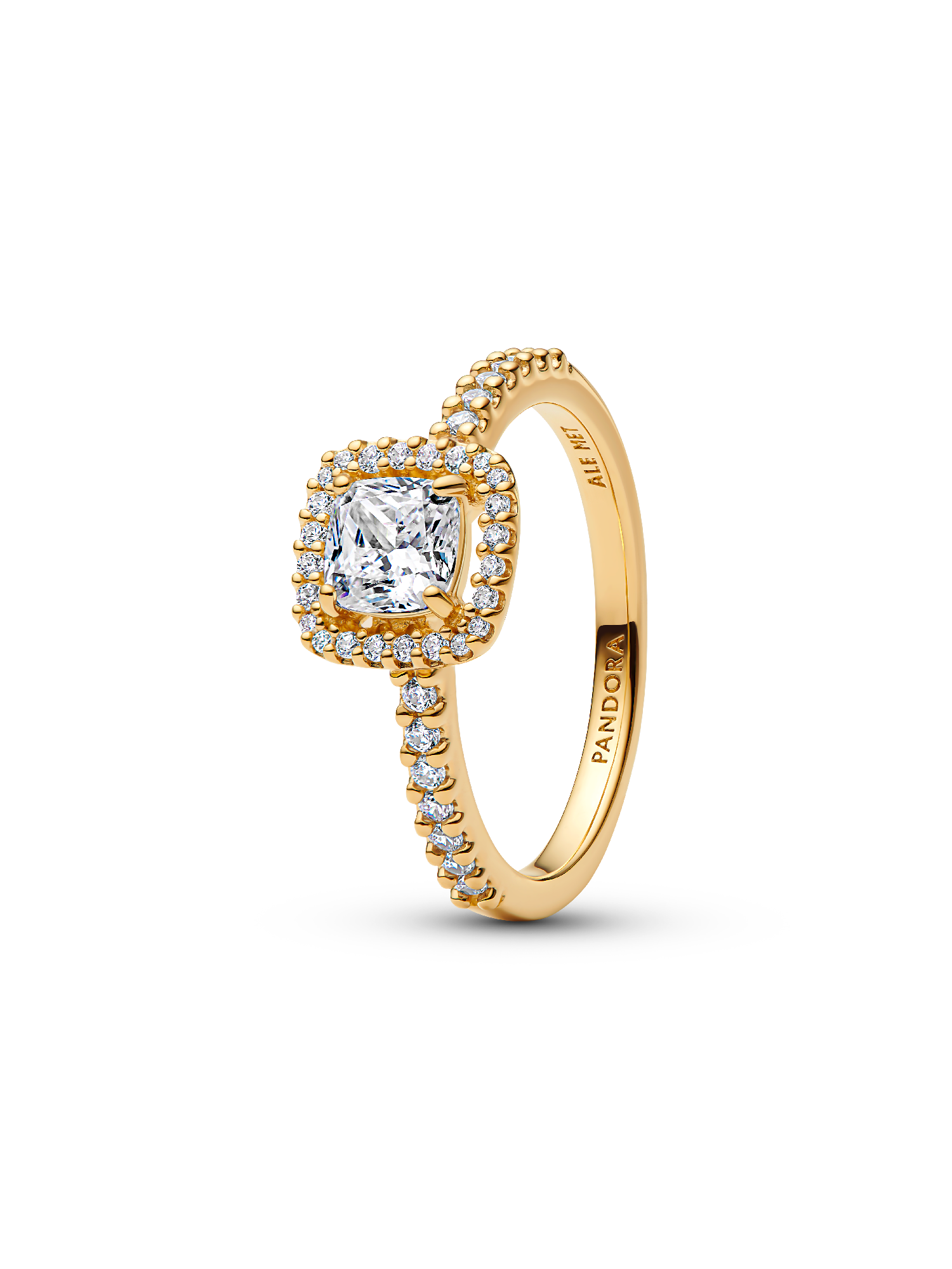 Sprankelende ring met vierkante heldere halo