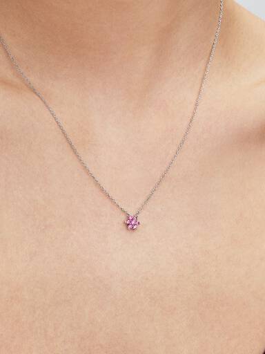Sprankelende Ketting met Roze Bloemhanger