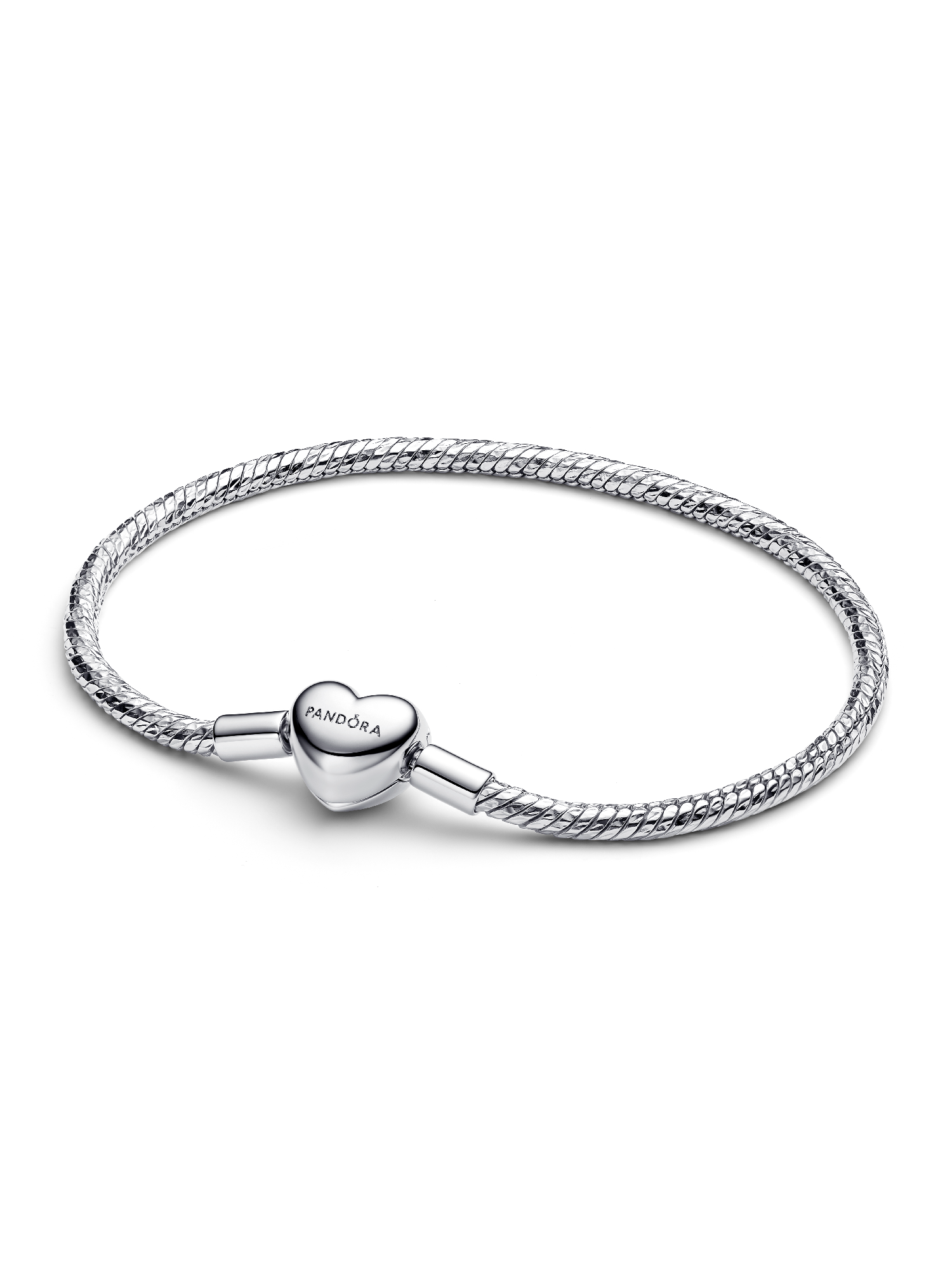 Snake-chain armband met facet geslepen schakels en hartsluiting