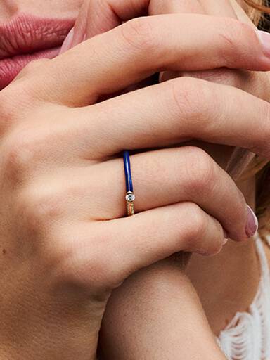 Pandora ME Pavé & Blauwe Dubbele Ring