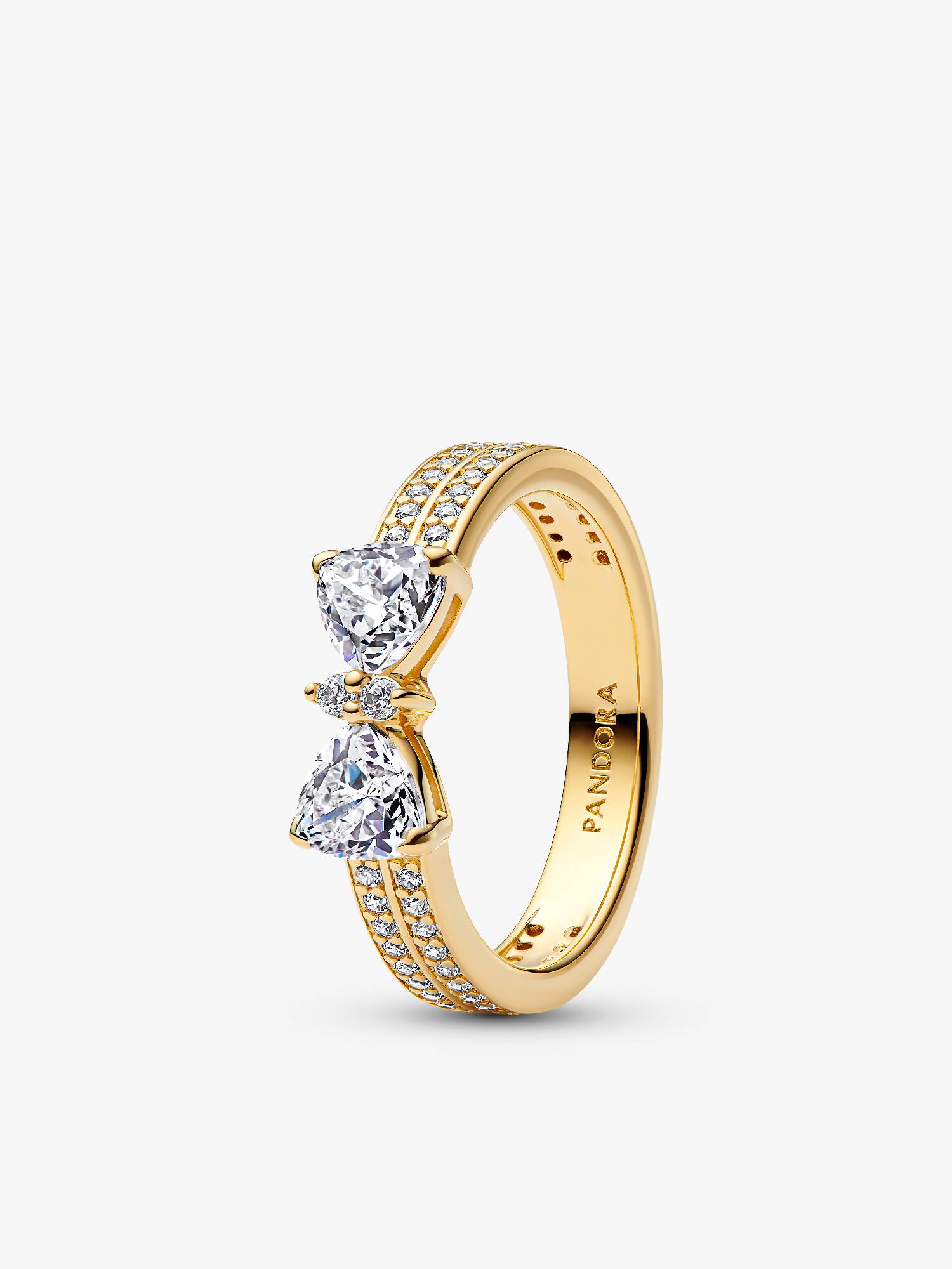 Sprankelende ring met strik en dubbele band