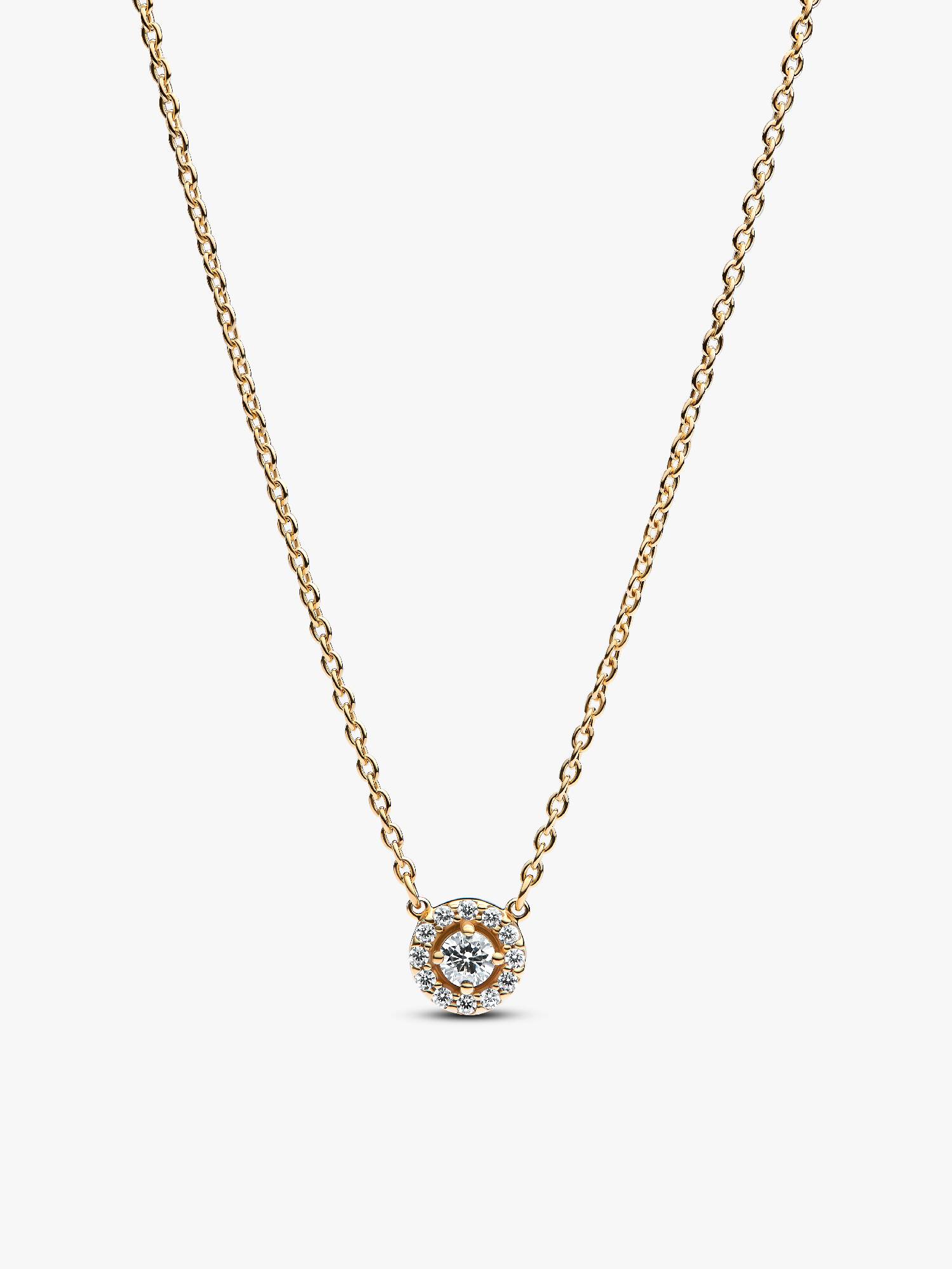 Halsketting met hanger met ronde halo en pavé